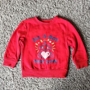 VGUC Old Navy Valentine's Day Sweatshirt Red with Robot Graphic Gender-neutral